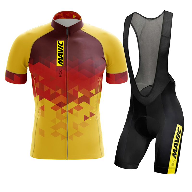 Cycling Gear Clothing - 2024 Mavic ชุดขี่จักรยานแขนสั้นผู้ชายชุดสูทกางเกงขาสั้นไตรกีฬาชุดเสื้อผ้าฤดูร้อน
