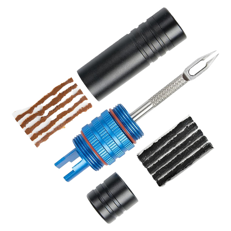Tubeless Tire Sealant - ชุดซ่อมยางจักรยานแบบไม่มียางใน - ชุดเครื่องมือซ่อมรอยรั่วจักรยานแบบพกพา - เครื่องมืออเนกประสงค์ขนาดกะทัดรัดพร้อมรีมเมอร์และปลั๊กเกอร์สแตนเลส