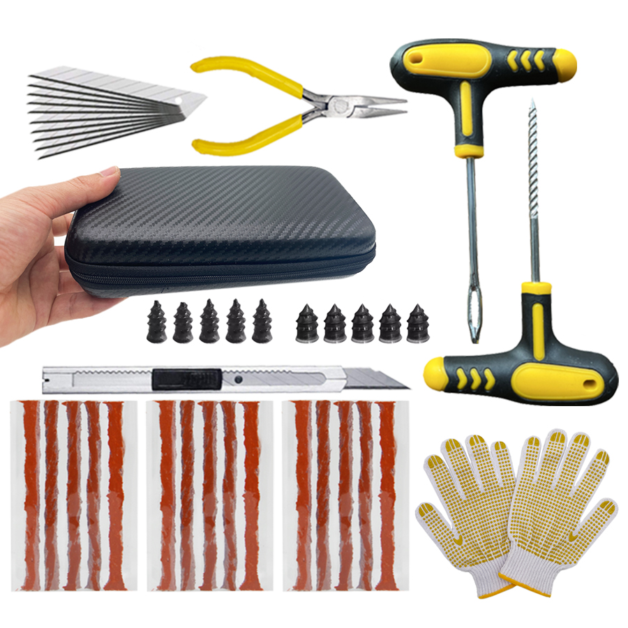 Tubeless Tire Sealant - ชุดซ่อมยางแบบไม่มียางในสำหรับรถจักรยานยนต์และรถยนต์ ชุดเครื่องมืออุดรูยางฉุกเฉิน ชุดแถบซ่อมยางแบน