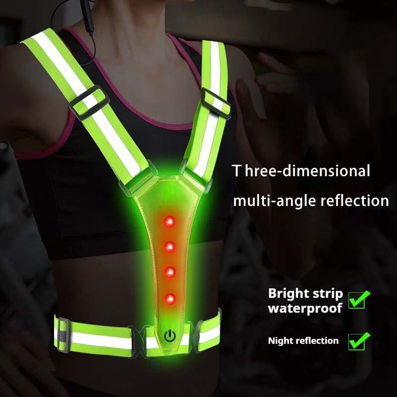 Cycling Gear Clothing - เสื้อกั๊กวิ่ง LED สะท้อนแสง สายรัดสะท้อนแสง เสื้อผ้าสำหรับวิ่งกลางคืน ปั่นจักรยาน
