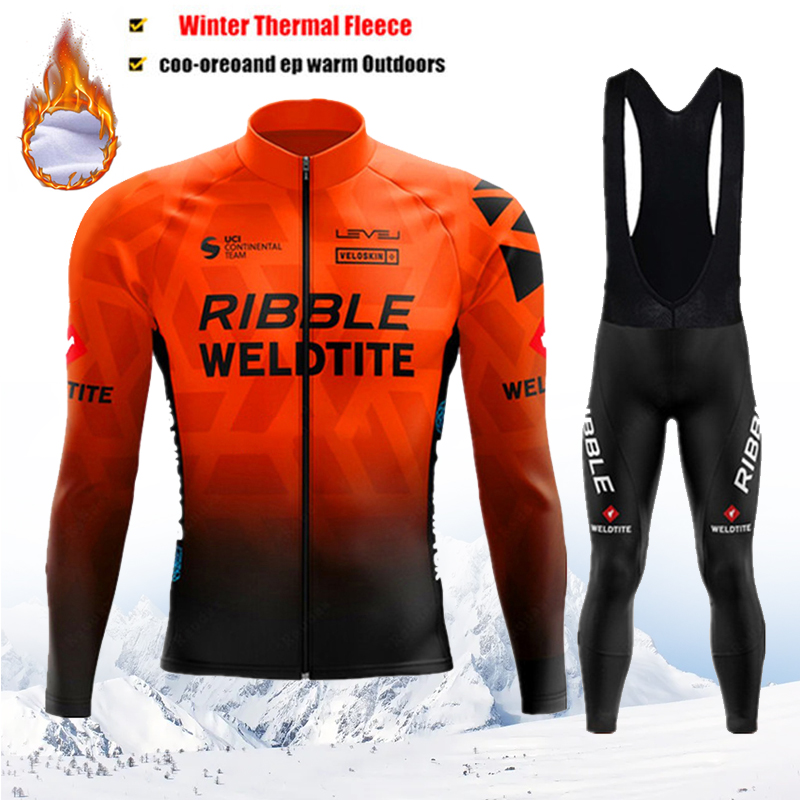 Triathlon Cycling Kit - ชุดเสื้อปั่นจักรยานฤดูหนาว RIBBLE สำหรับผู้ชาย พร้อมกางเกงบิบปั่นจักรยาน ผ้าฟลีซกันหนาว เสื้อผ้าปั่นจักรยาน